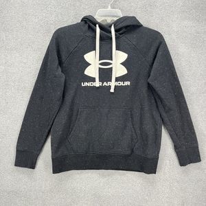 UNDER ARMOUR Hoodie Mens Medium Big‎ Logo Black White Sweatshirt
